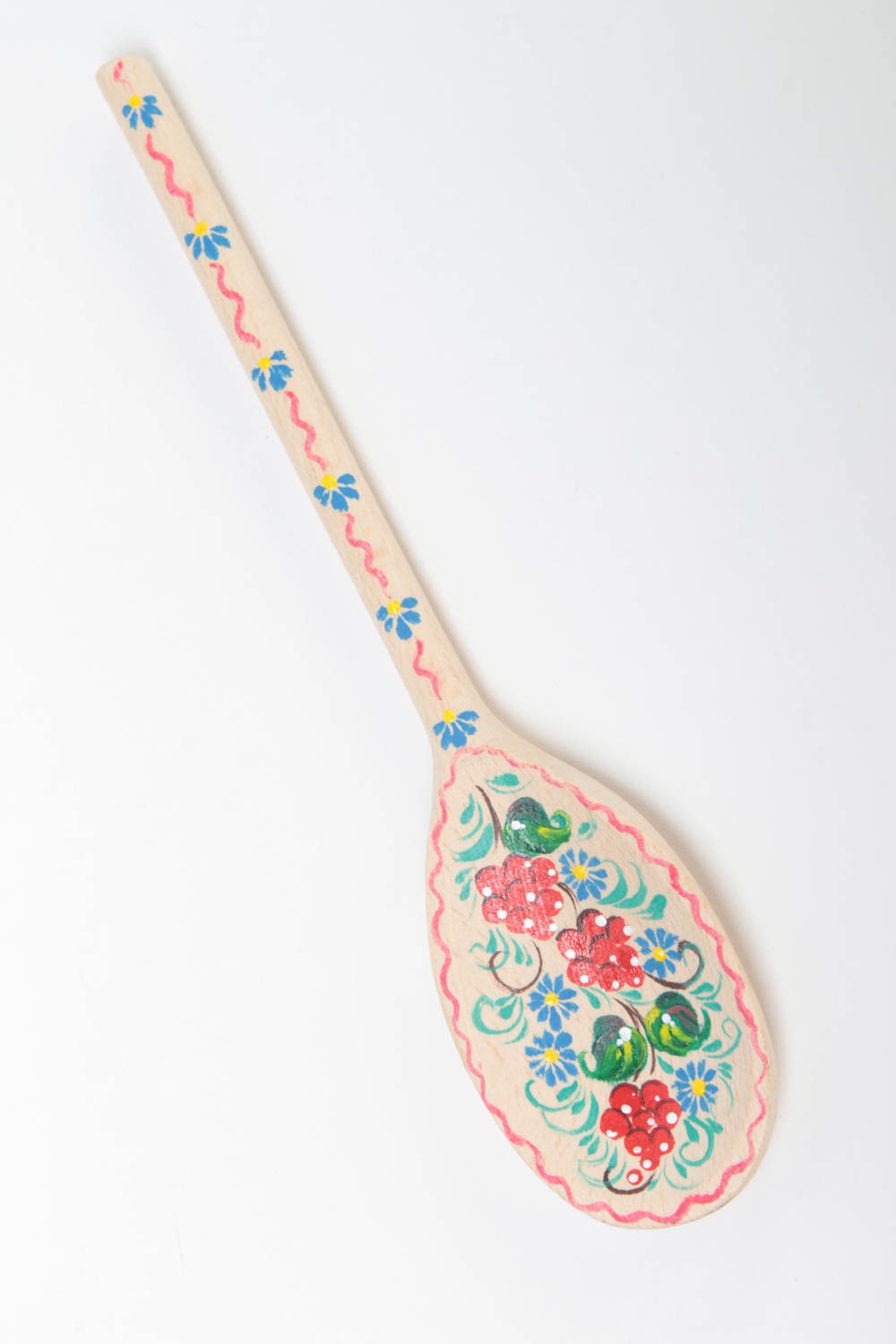 Яркая деревянная ложка для декора дома с Петриковской росписью ручной работы фото 2
