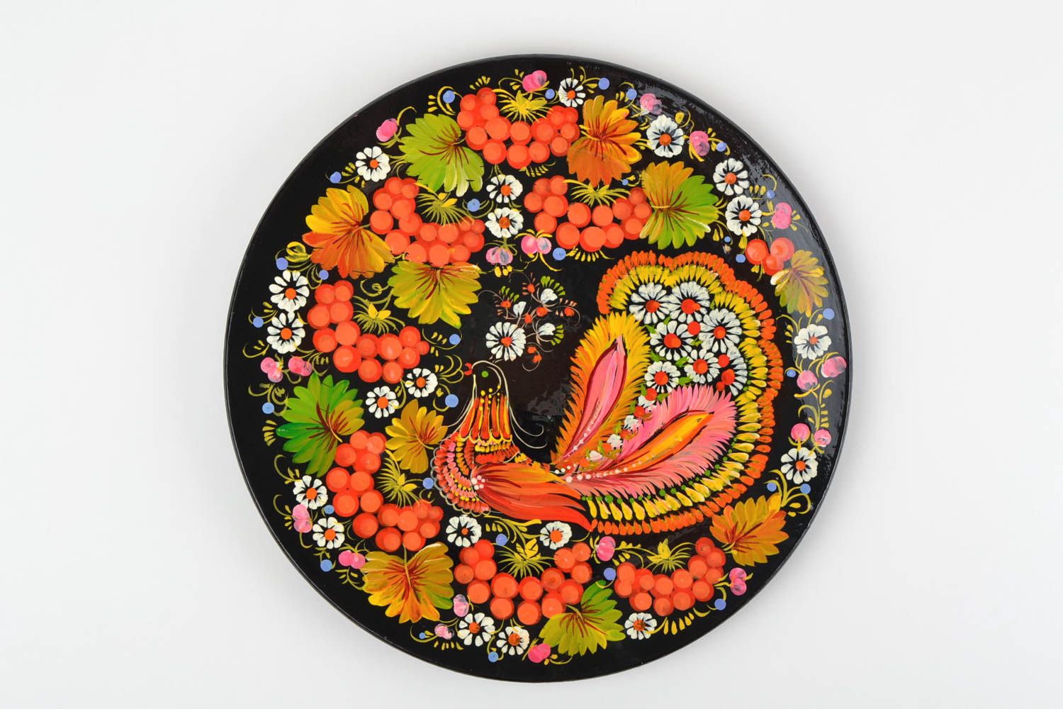 Яркая декоративная деревянная тарелка с росписью в этническом стиле хэнд мэйд фото 4
