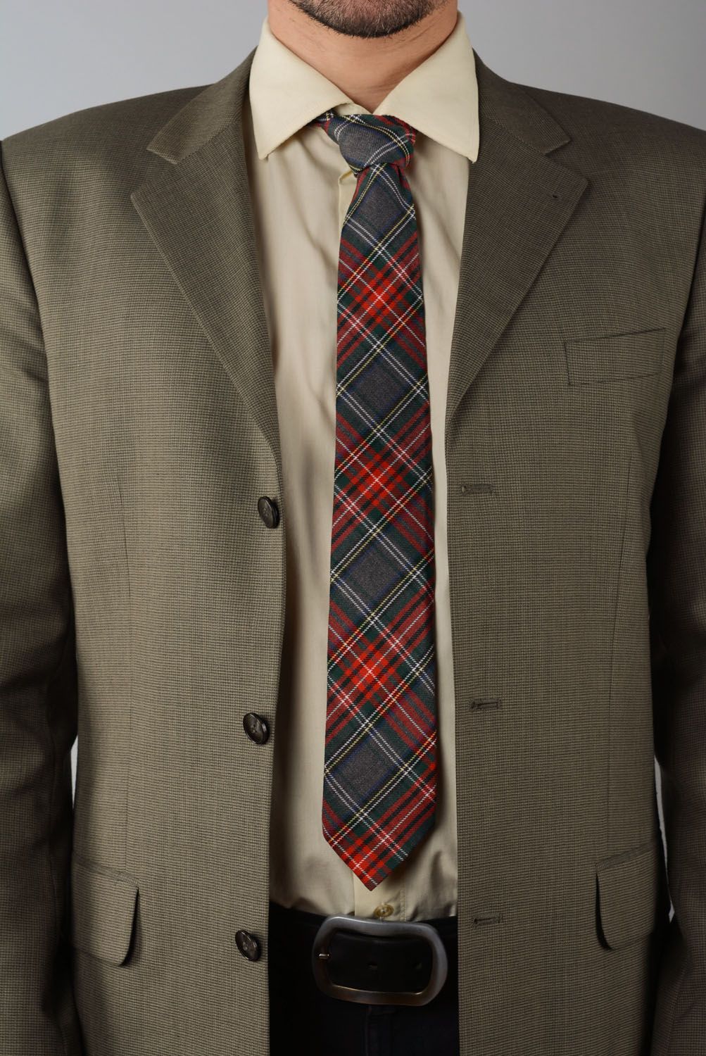 Cravate du tweed à carreaux faite main photo 1
