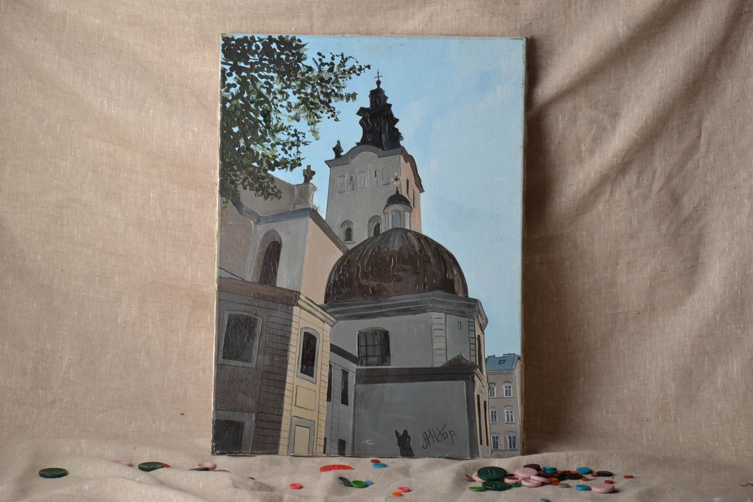 Oil painting Cathedral photo 1