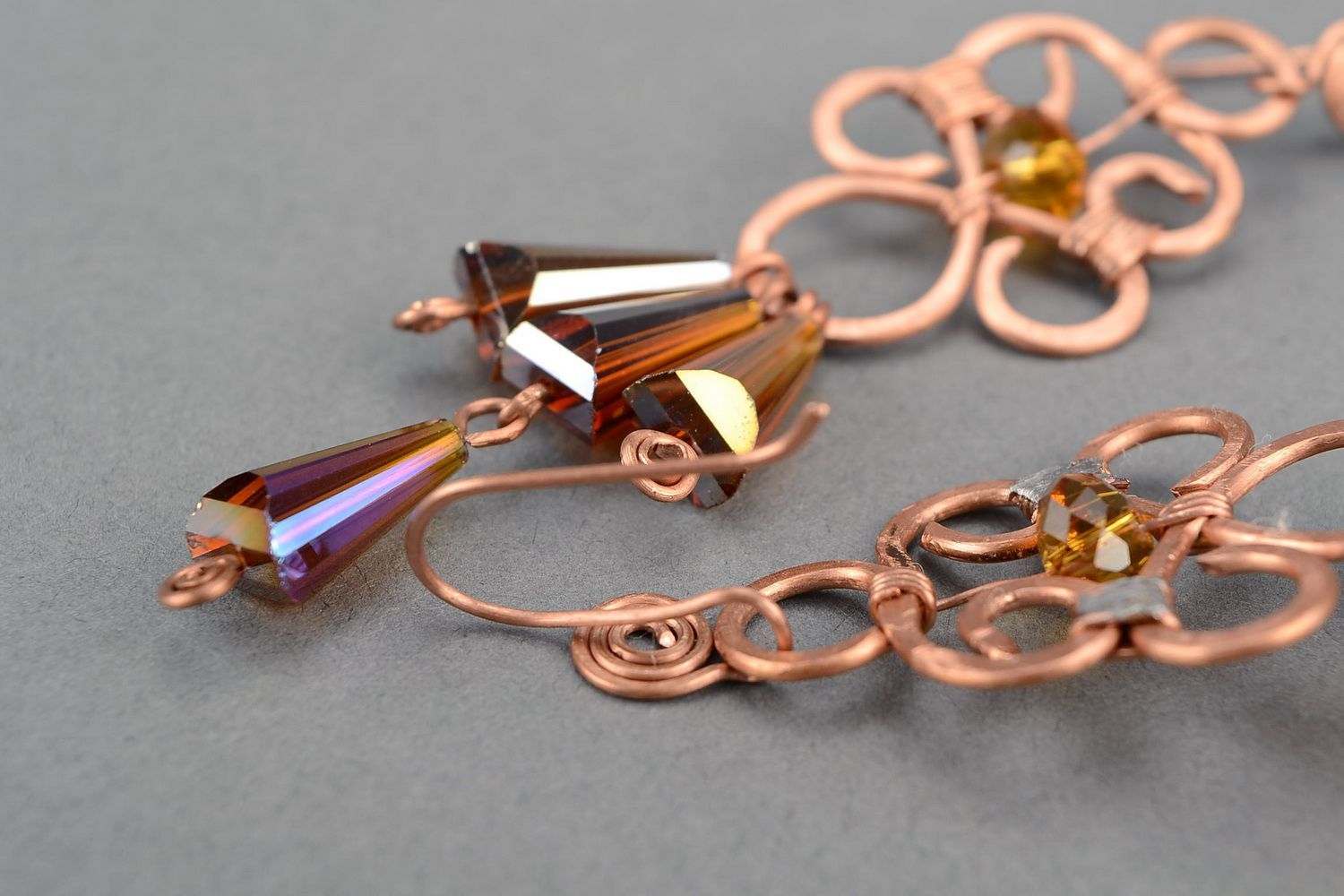 Earrings made from copper and Czech glass photo 5