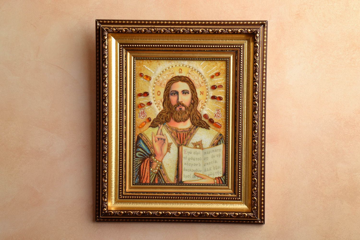 Православная икона с янтарем  фото 2