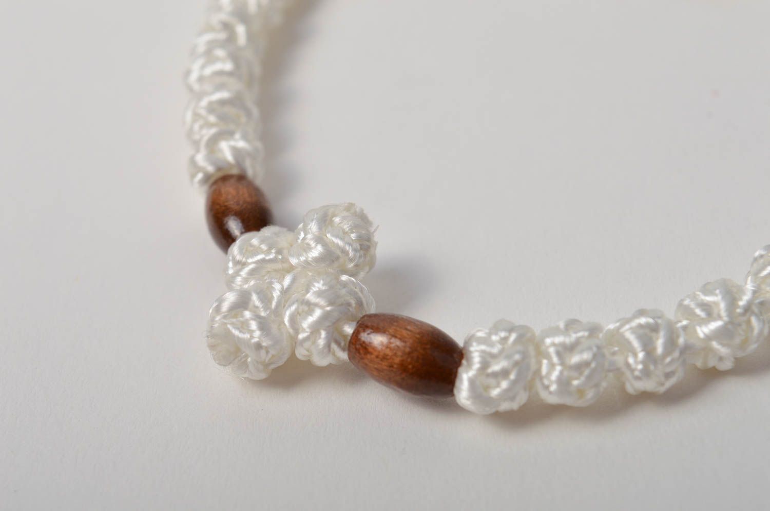 White cord bracelet Serbian rosary unusual strand bracelet  photo 3