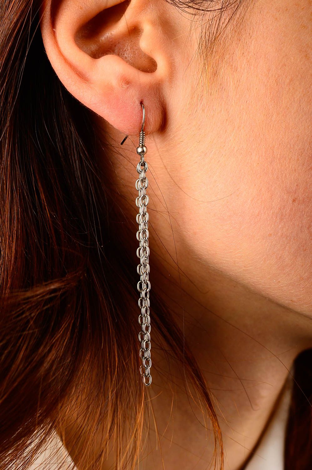 Womens handmade metal earrings long chain earrings fashion accessories photo 2