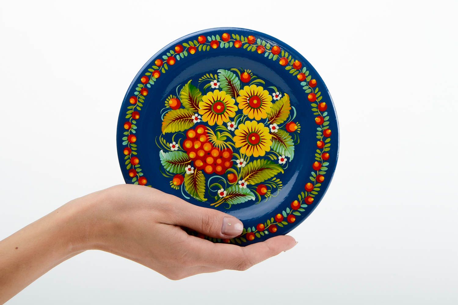 Декор на стену ручной работы авторская декоративная тарелка расписная посуда фото 2