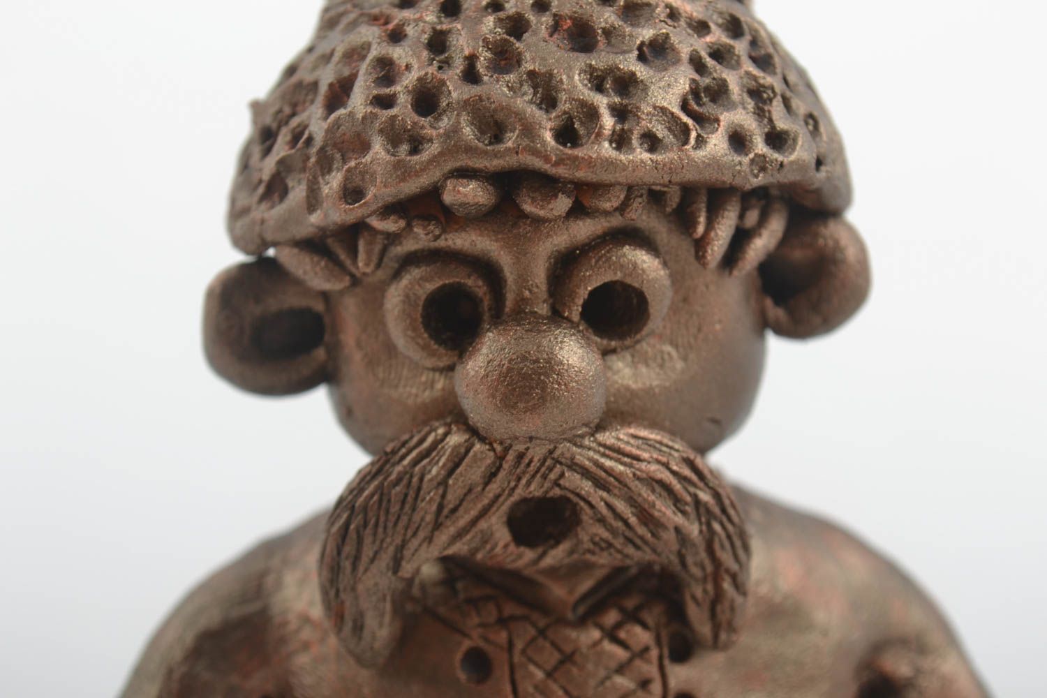 Figurine en argile faite main Statuette céramique cosaque marron Déco maison photo 3