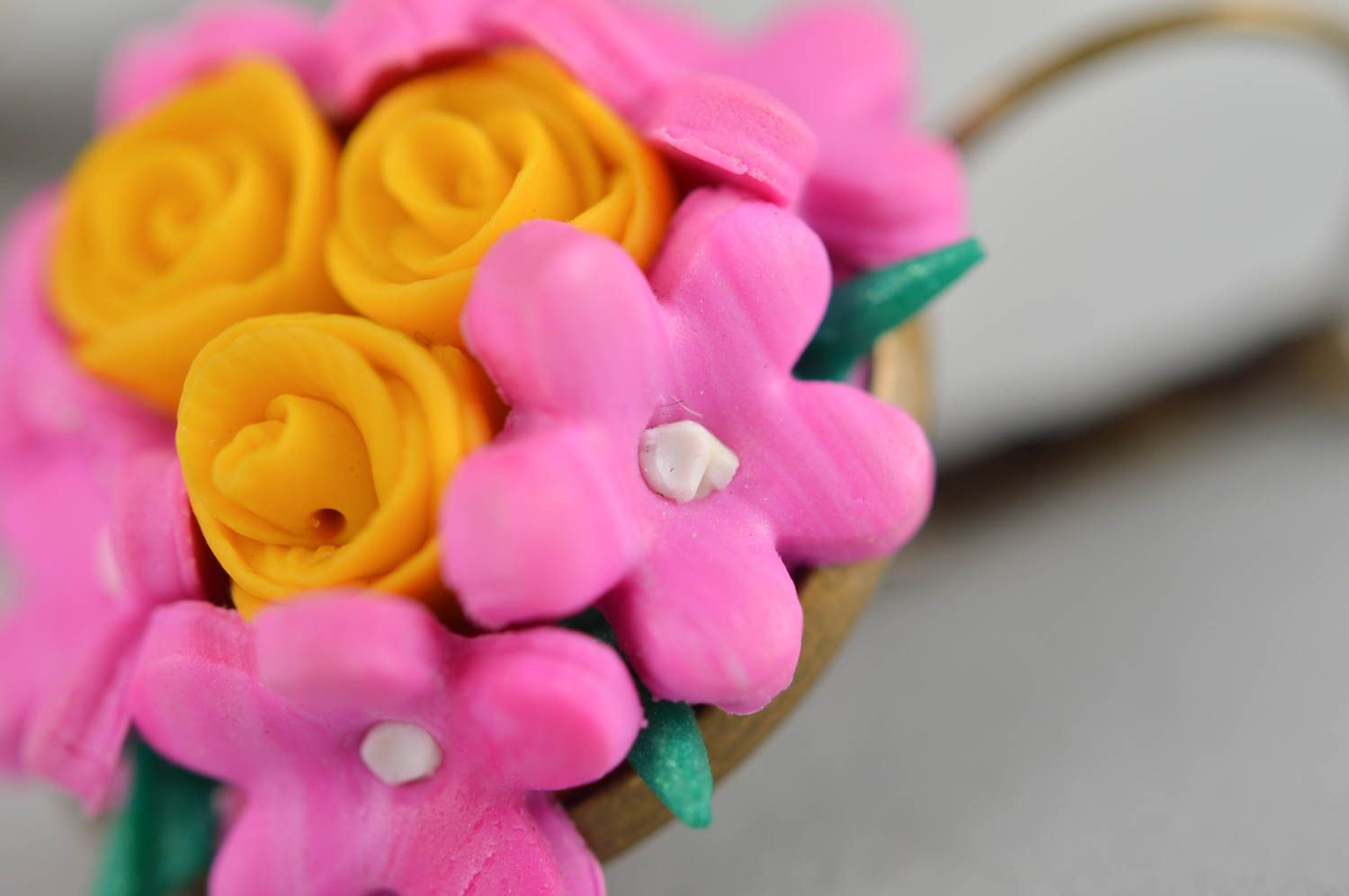Украшение ручной работы серьги из полимерной глины модные серьги цветочные фото 5