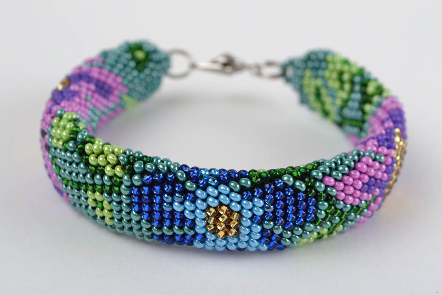 Handmade cord bracelet beaded bracelet with beads seed beads stylish jewelry  photo 3