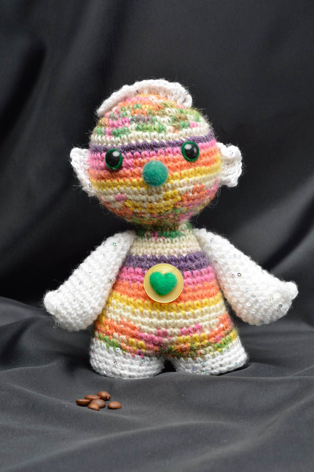 Peluche extraterrestre danseur multicolore tricotée au crochet faite main photo 1