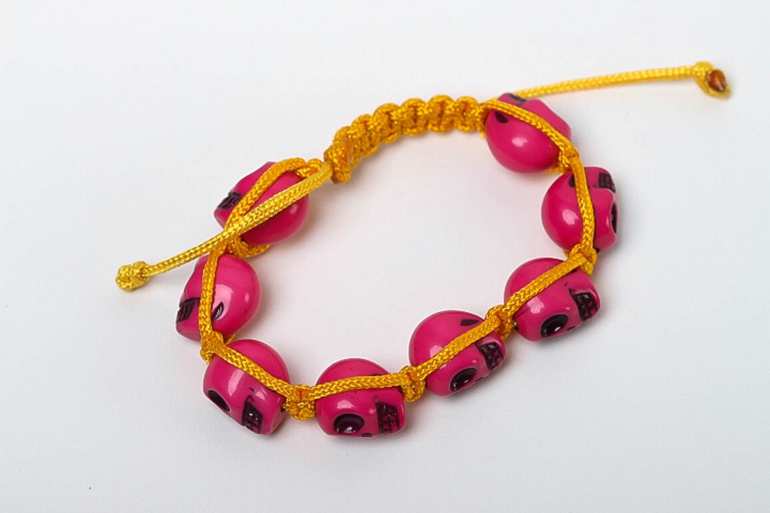 Handmade skull bracelet handmade jewelry beaded bracelet cord bracelet for girl photo 2