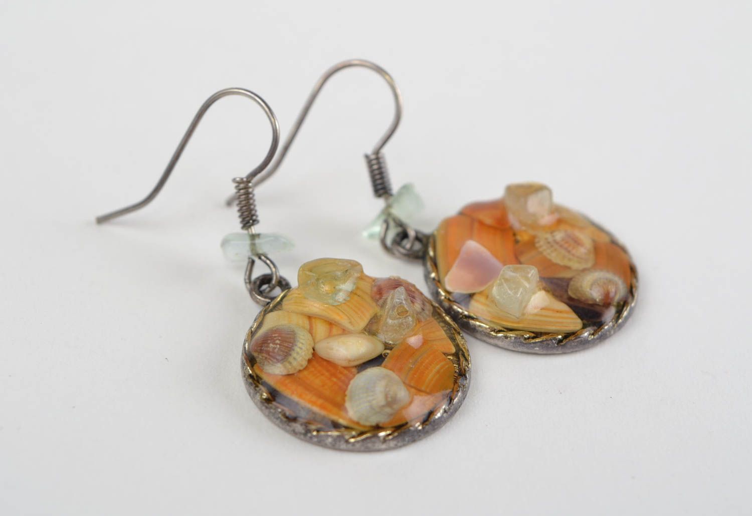 Handmade earrings round earrings earrings with natural stone unusual jewelry  photo 8