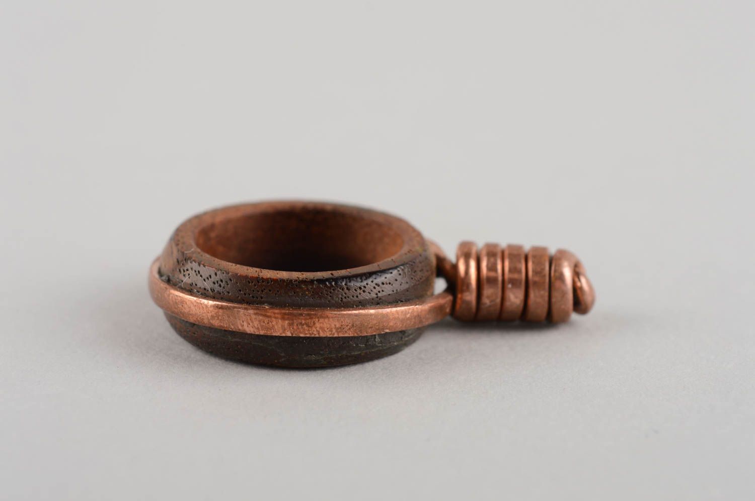 Handgemachter origineller Holz Ring mit Kupfer Braun modisch stilvoll für Damen foto 5
