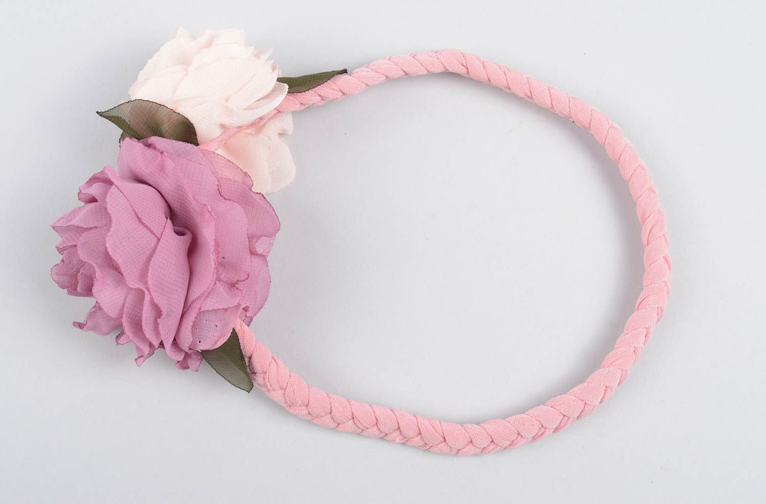 Handgefertigt Haarband mit Blume Designer Schmuck Haar Accessoire in Rosa foto 4