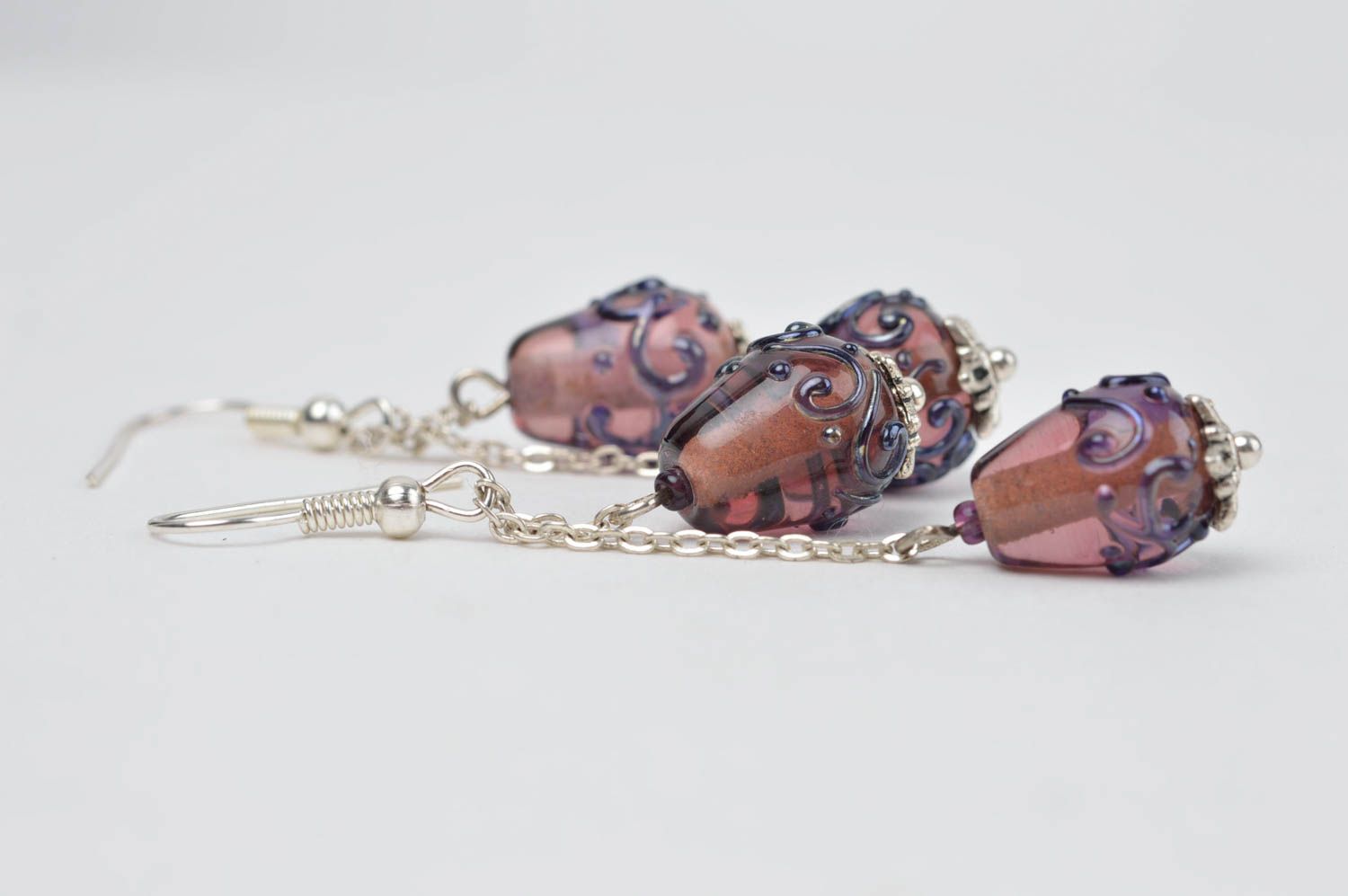 Handmade glass earrings elegant present for women unusual earrings with charms photo 2