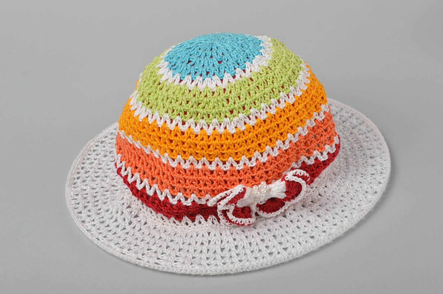 Handmade hat crochet headdress for children openwork hat for baby beach hat photo 2