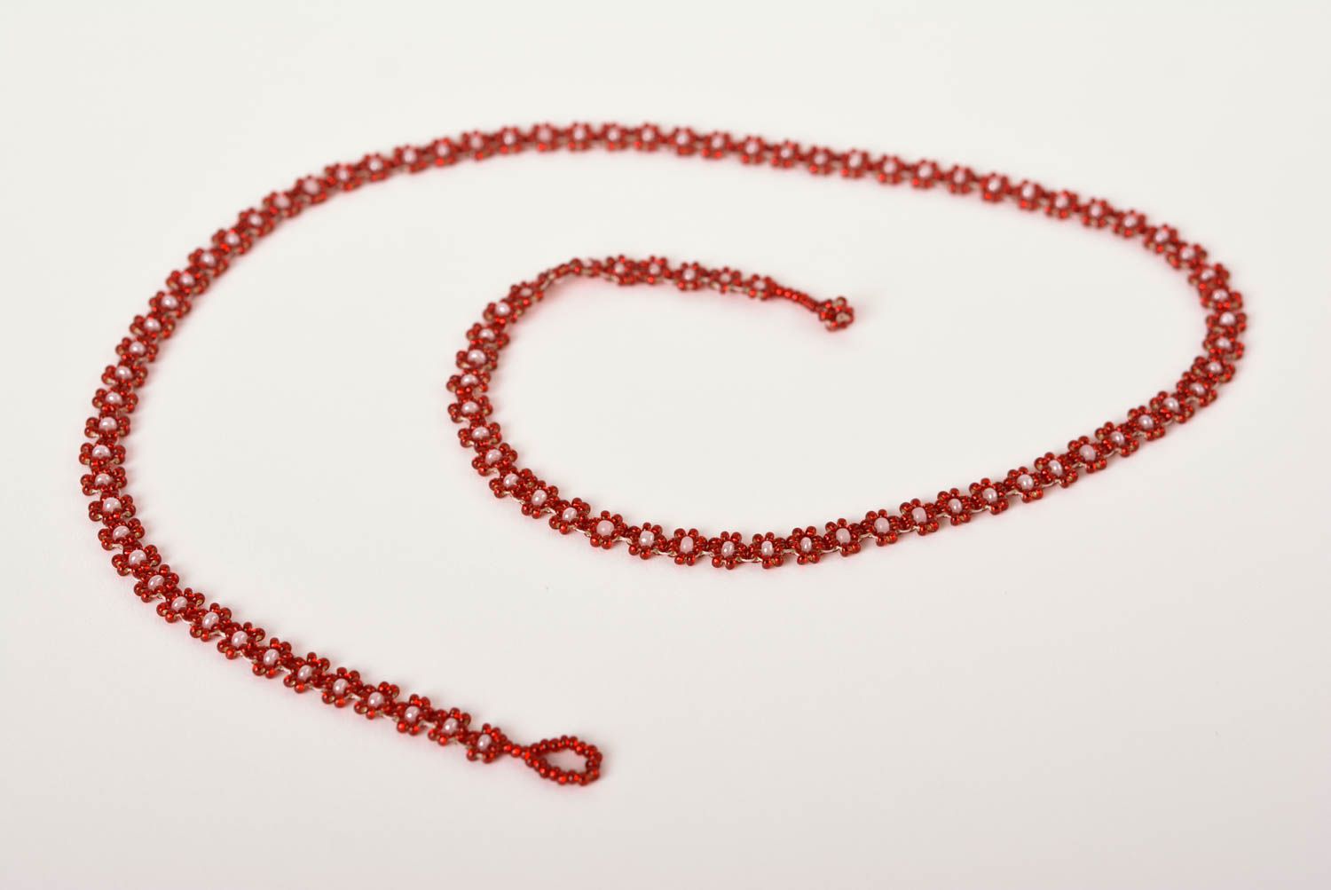 Collier en perles de rocaille Bijou fait main rouge élégant Cadeau femme photo 4