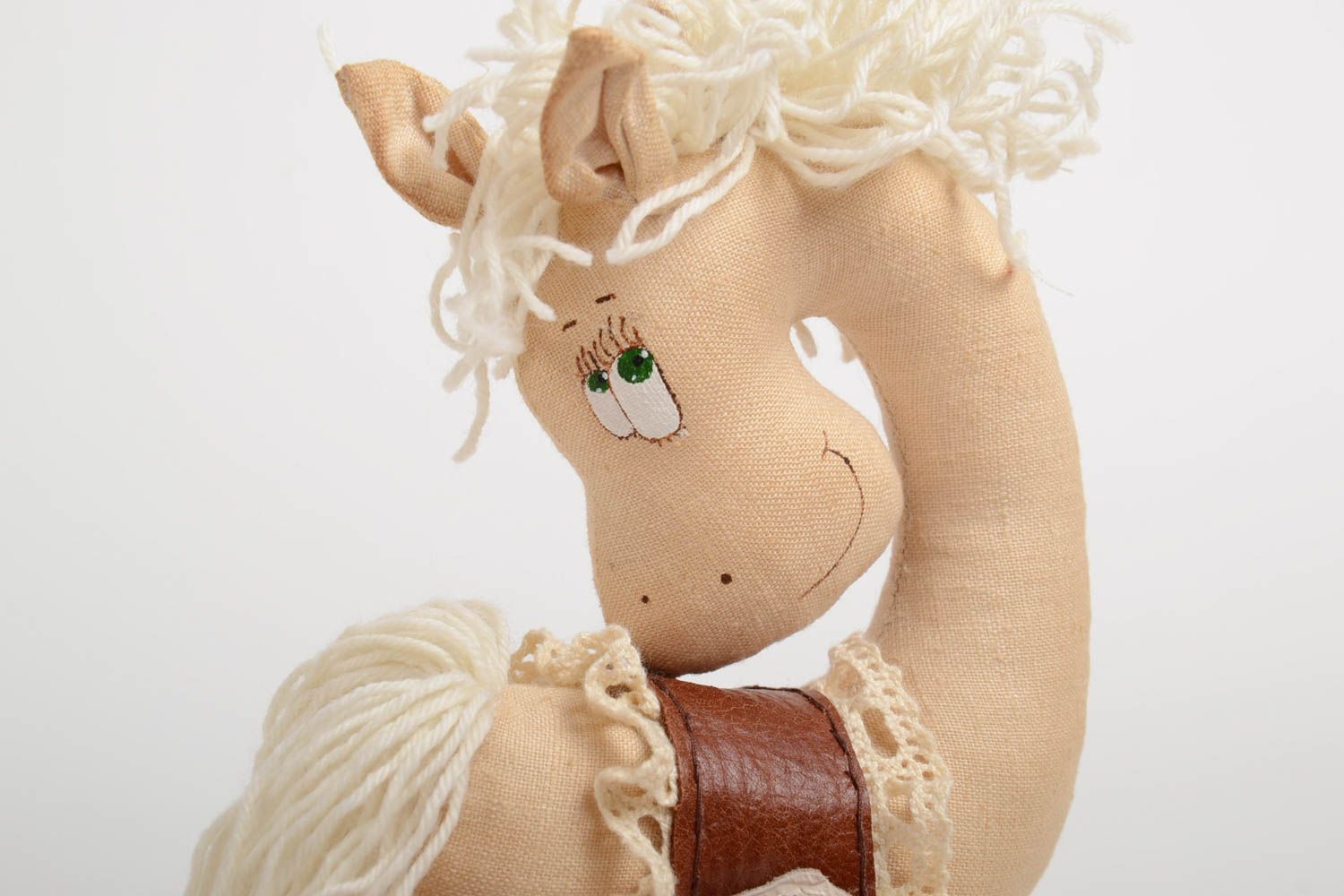 Handmade soft toy horse white pendant for wall photo 5