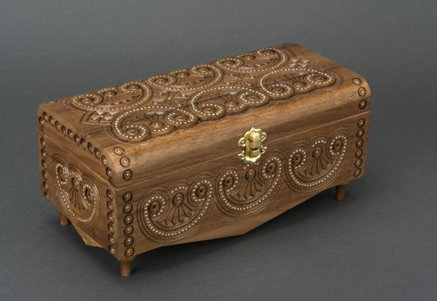 Inlaid carved wooden box photo 4