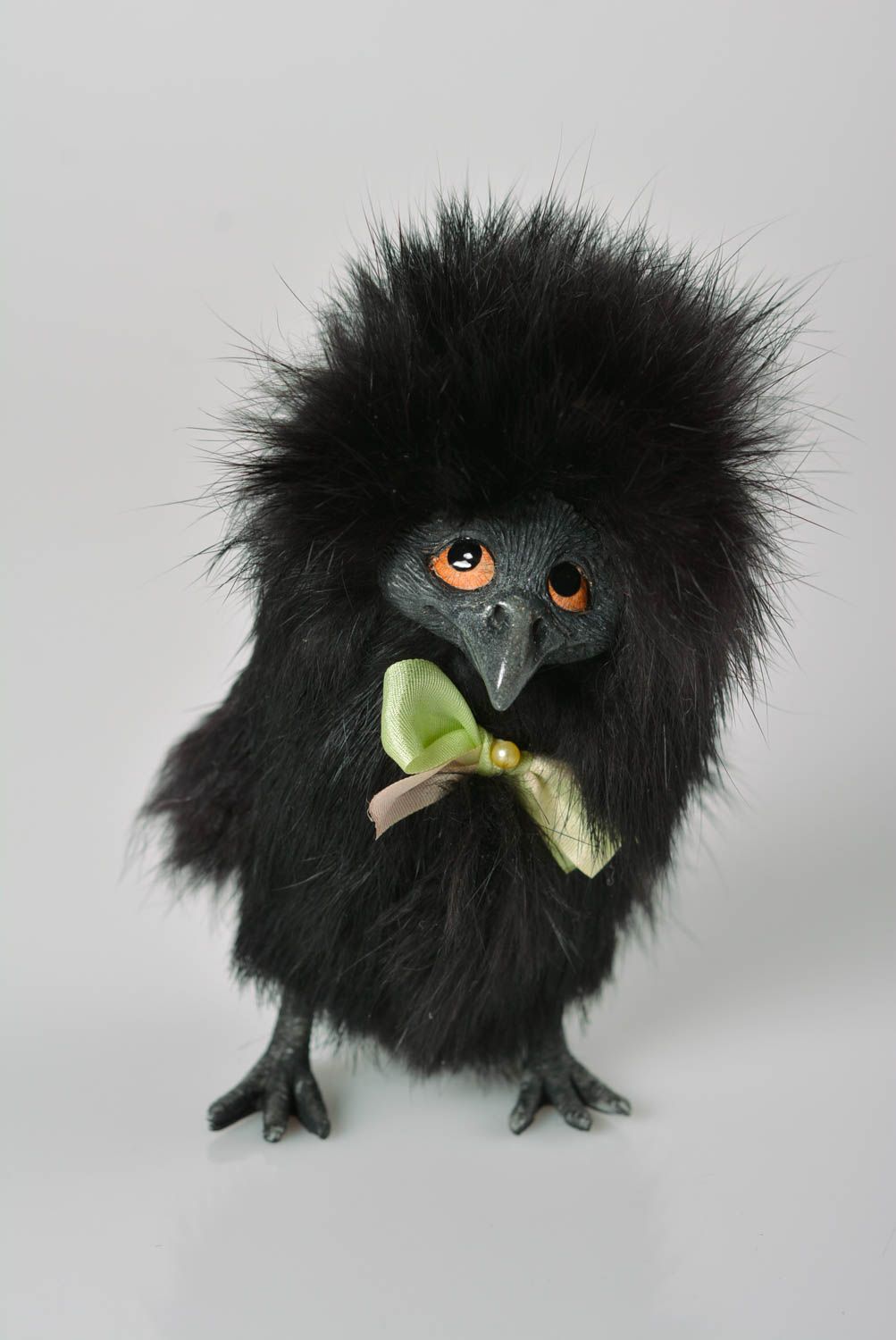 Интерьерная игрушка ворона игрушка ручной работы мягкая игрушка из меха фото 1