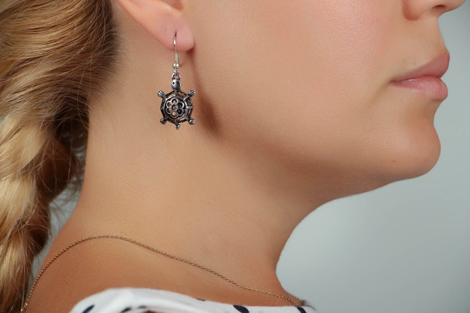 Metal earrings Turtles photo 5