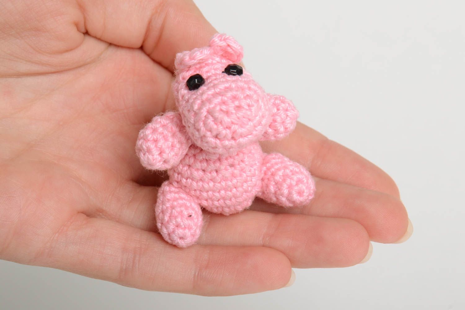 Jouet hippopotame rose fait main Jouet tricot en coton au crochet Cadeau enfant photo 5