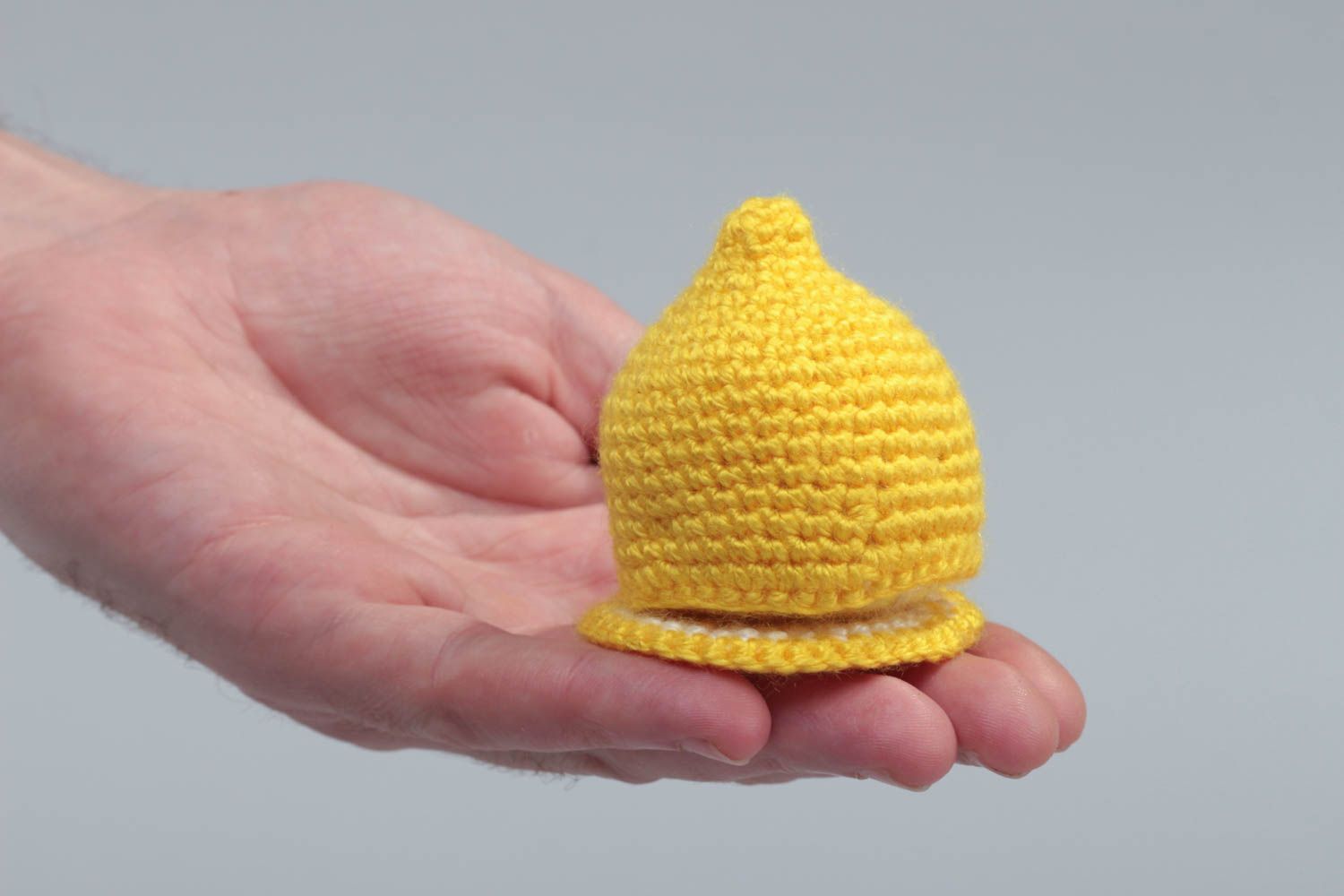 Handmade soft toy lemon crocheted of acrylic threads for kids and interior decor photo 5