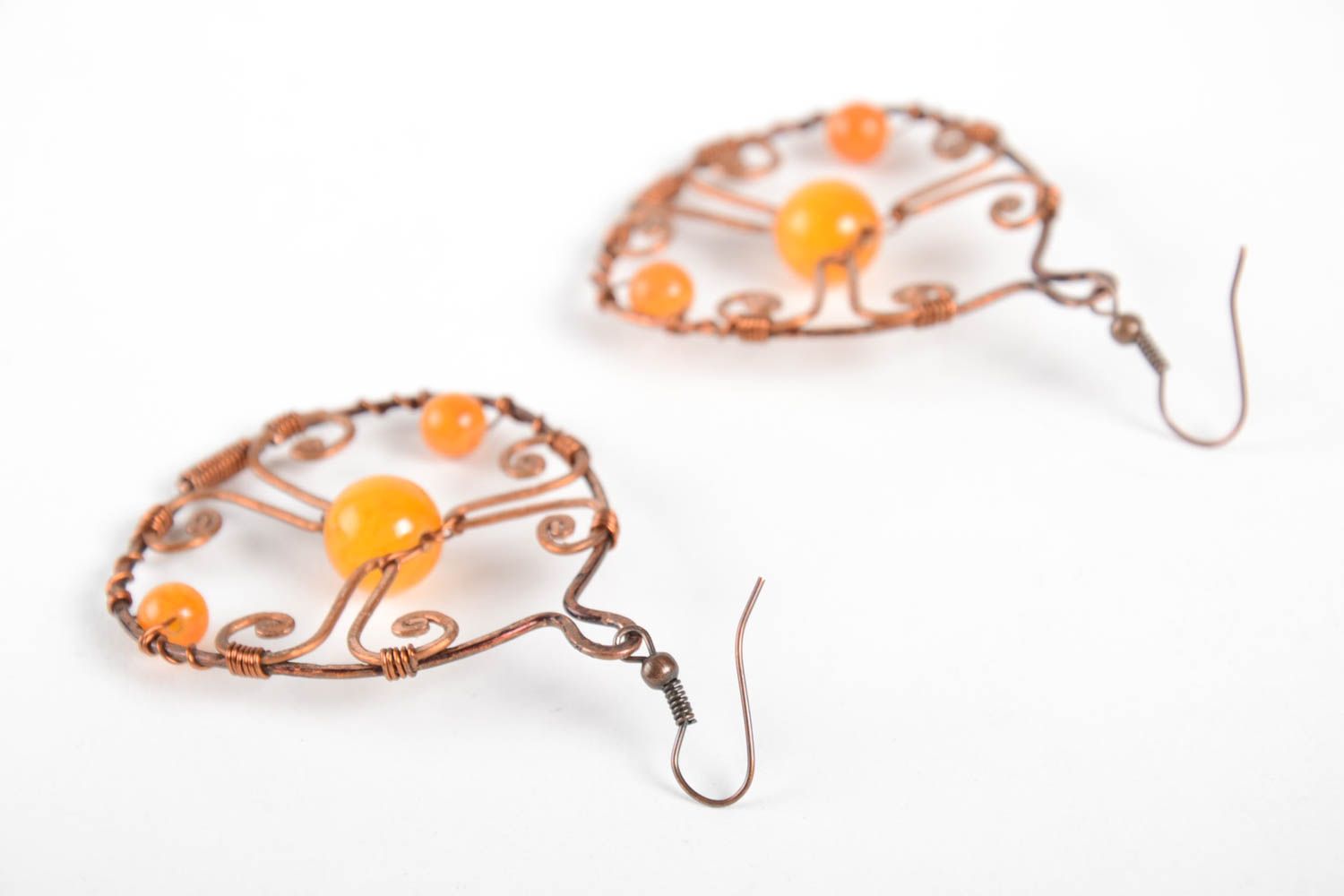 Handmade unusual earrings stylish copper earrings cute designer accessory photo 3