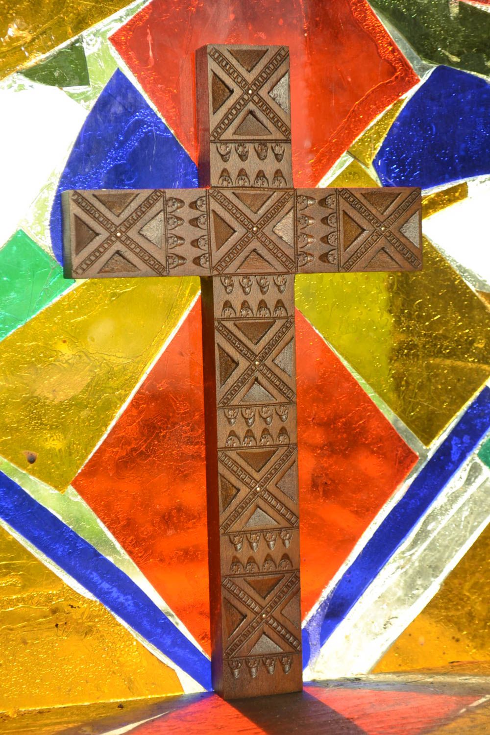Wooden cross handmade wall cross wood carvings wall hanging religious gifts photo 1