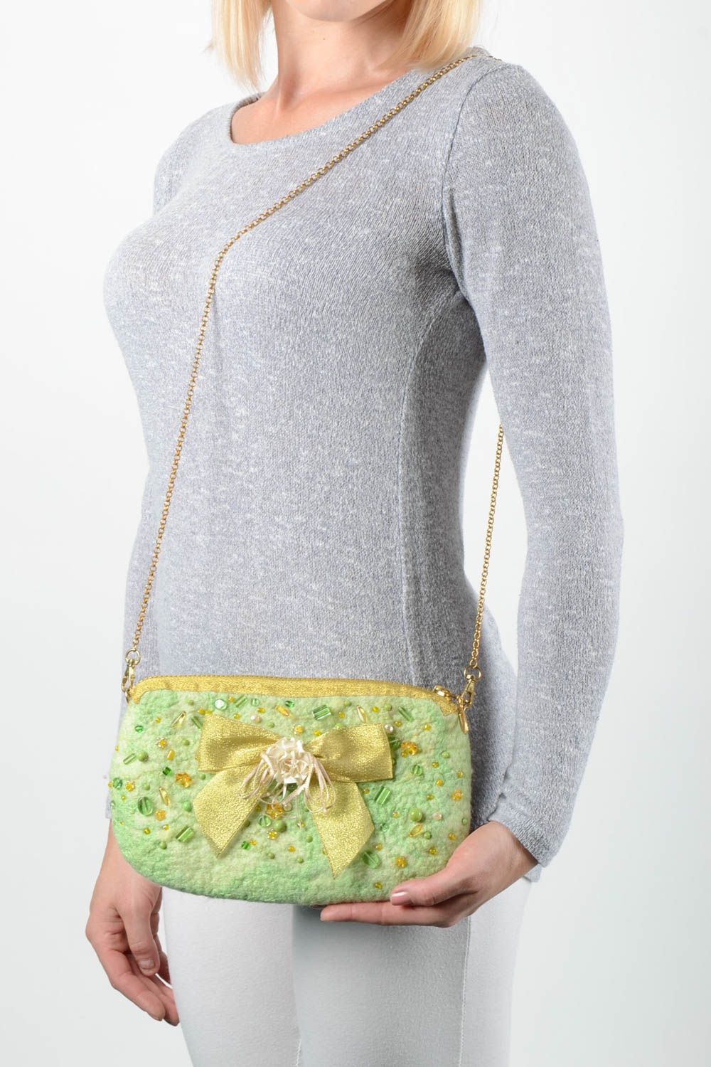 Woolen female bag stylish handmade bag unusual designer accessory cute bag photo 1