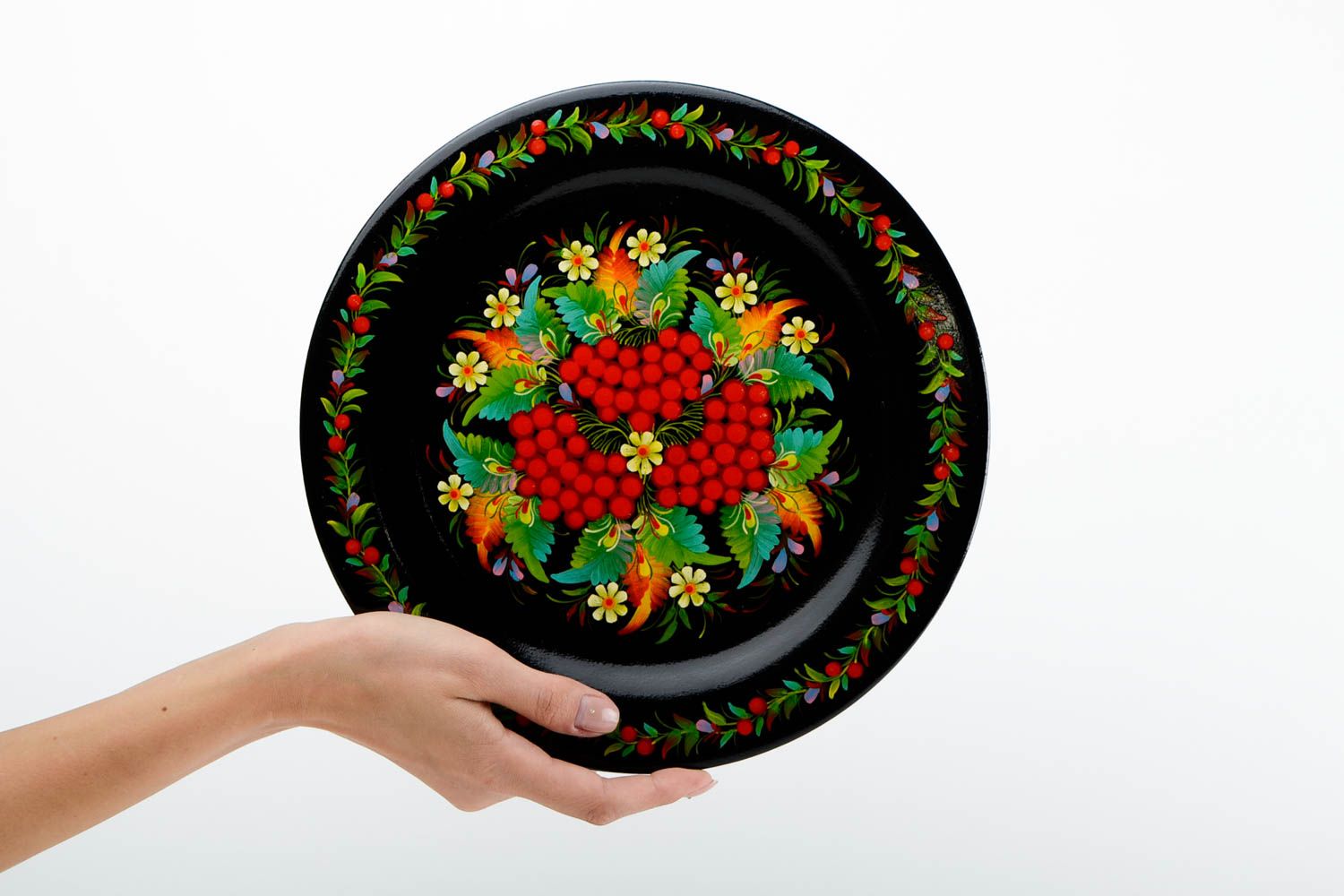 Деревянная посуда ручной работы подарочная тарелка с росписью декор для дома фото 2