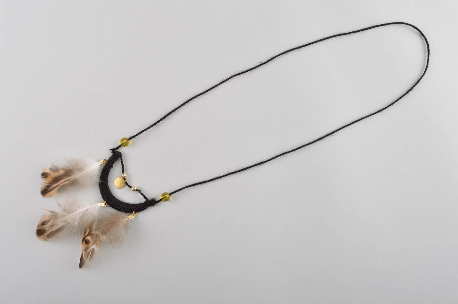 Handmade unusual pendant cute pendant with feather beautiful elegant jewelry photo 5