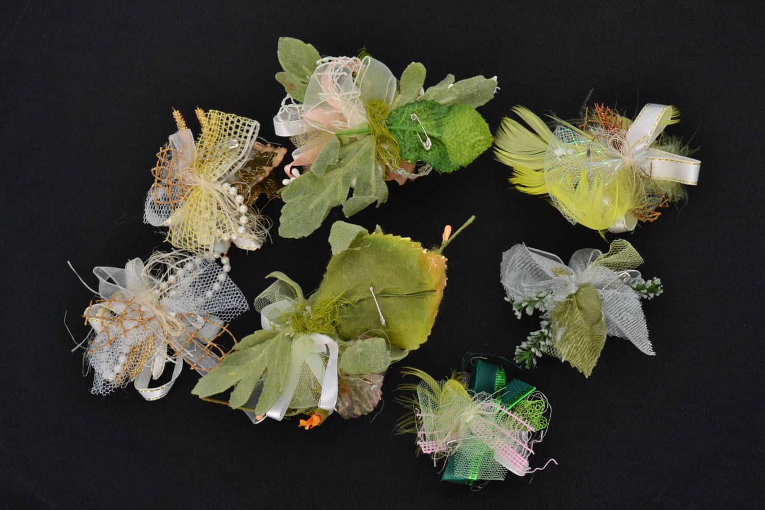 Set of 7 handmade designer artificial flower blanks for jewelry making photo 4