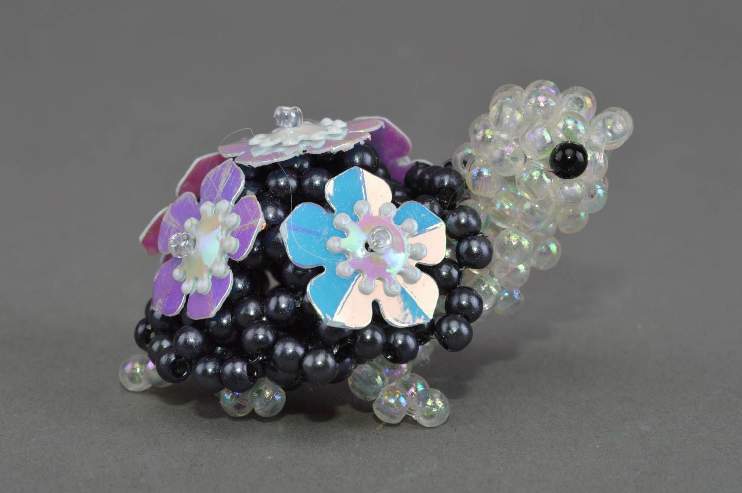 Unusual handmade designer beaded statuette of turtle for gift and home decor photo 3