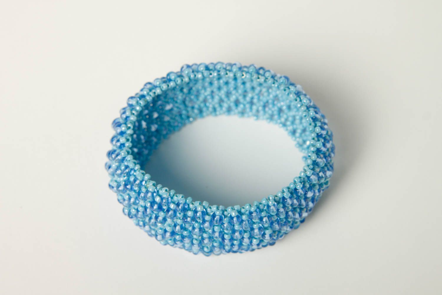 Модный браслет ручной работы браслет из бисера голубой модная бижутерия фото 4
