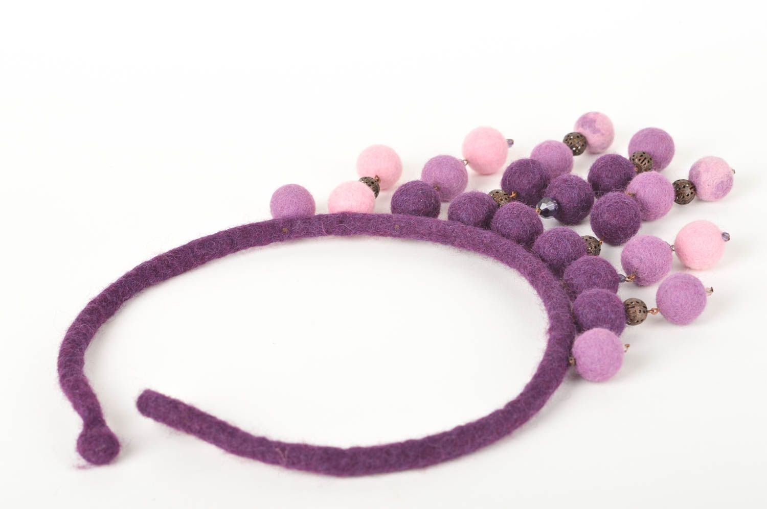 Collier en laine feutrée Bijou fait main violet volumineux Cadeau femme photo 2
