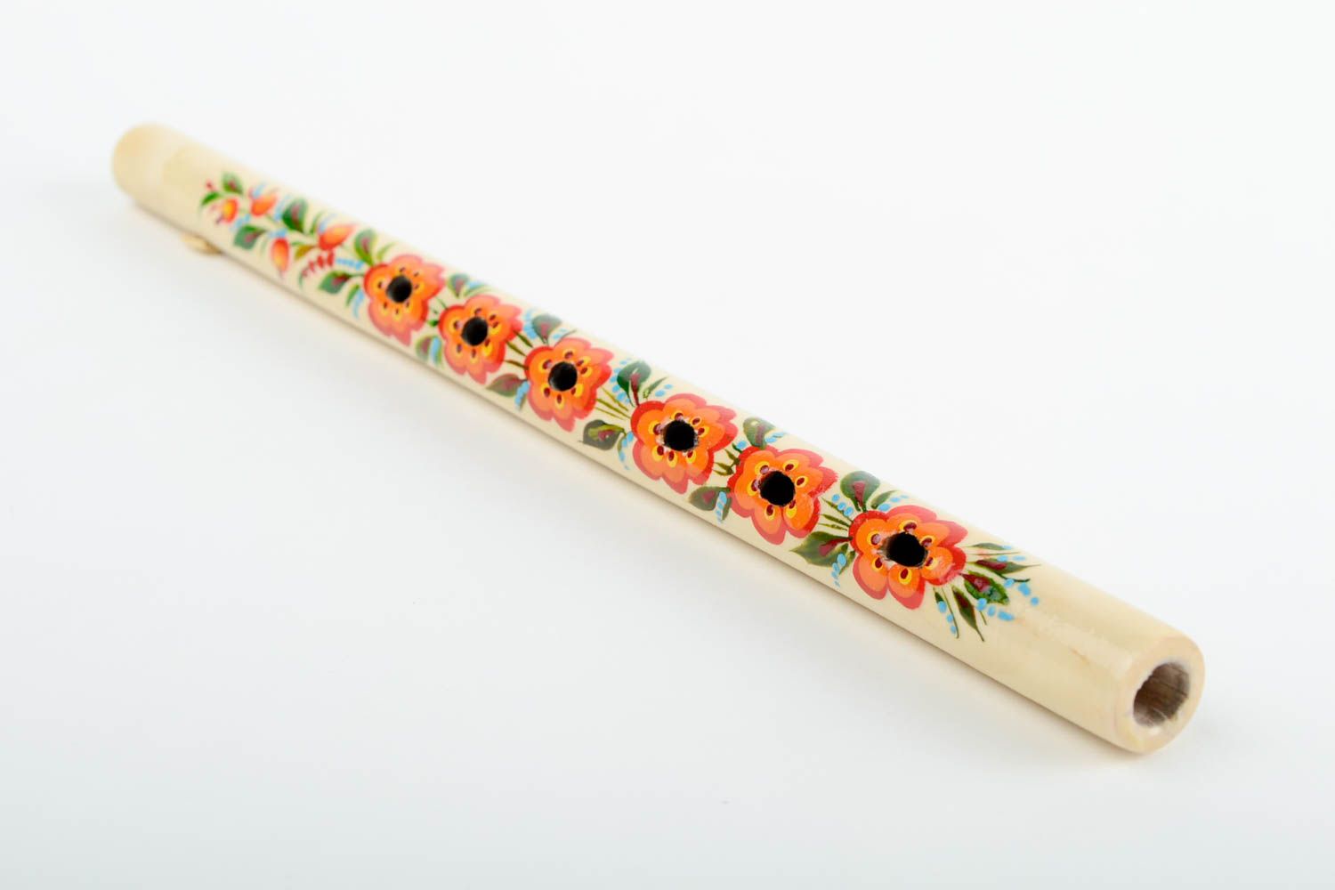 Flauta de madera artesanal pintada instrumento de viento regalo original foto 3