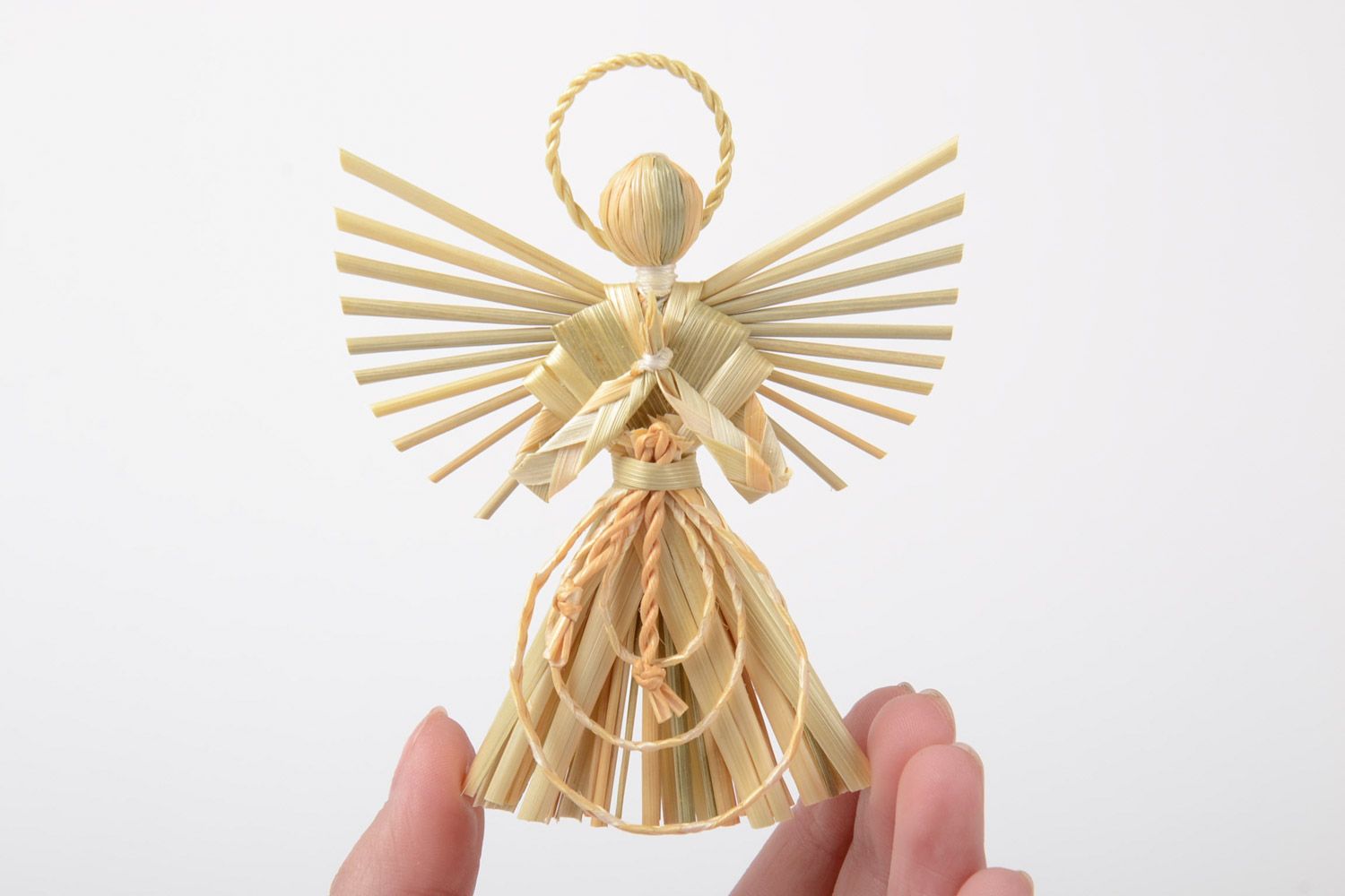 Schöner handmade Interieur Anhänger Engel aus Stroh Amulett für Zuhause  foto 5