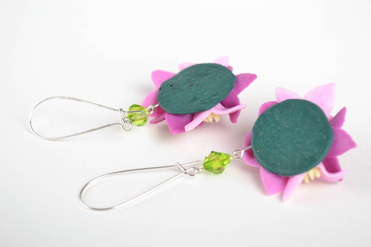 Handmade earrings flower jewelry polymer clay womens earrings fashion accessory photo 3