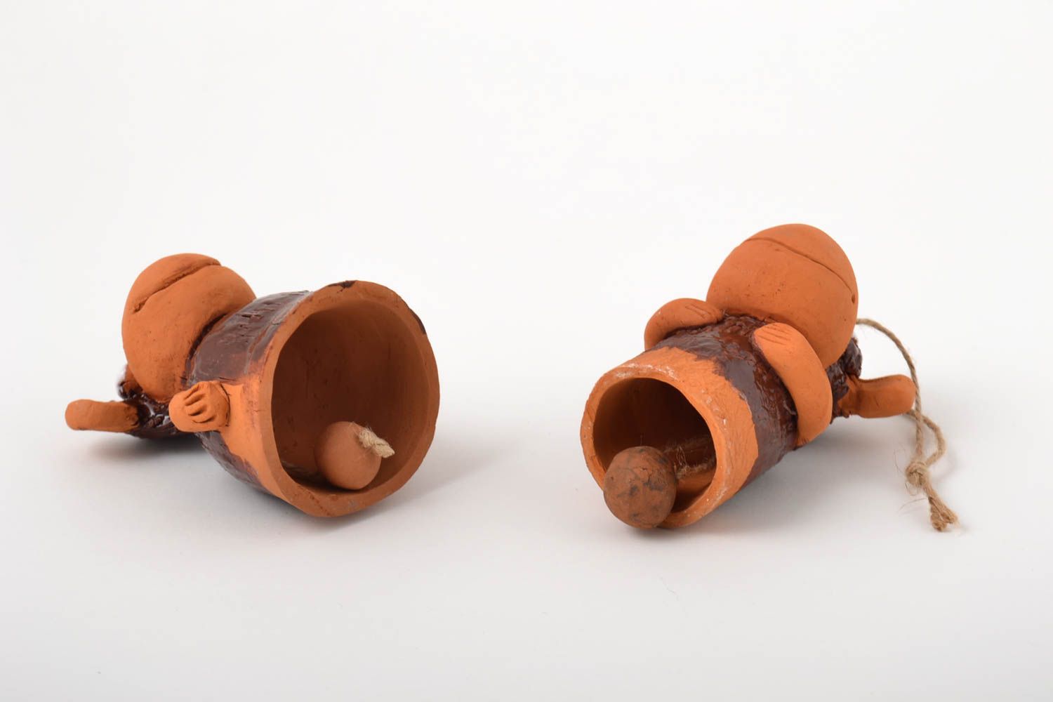 Glöckchen Ton Handgemachte Keramik Anhänger Set originelle Geschenke 2 Stück foto 2