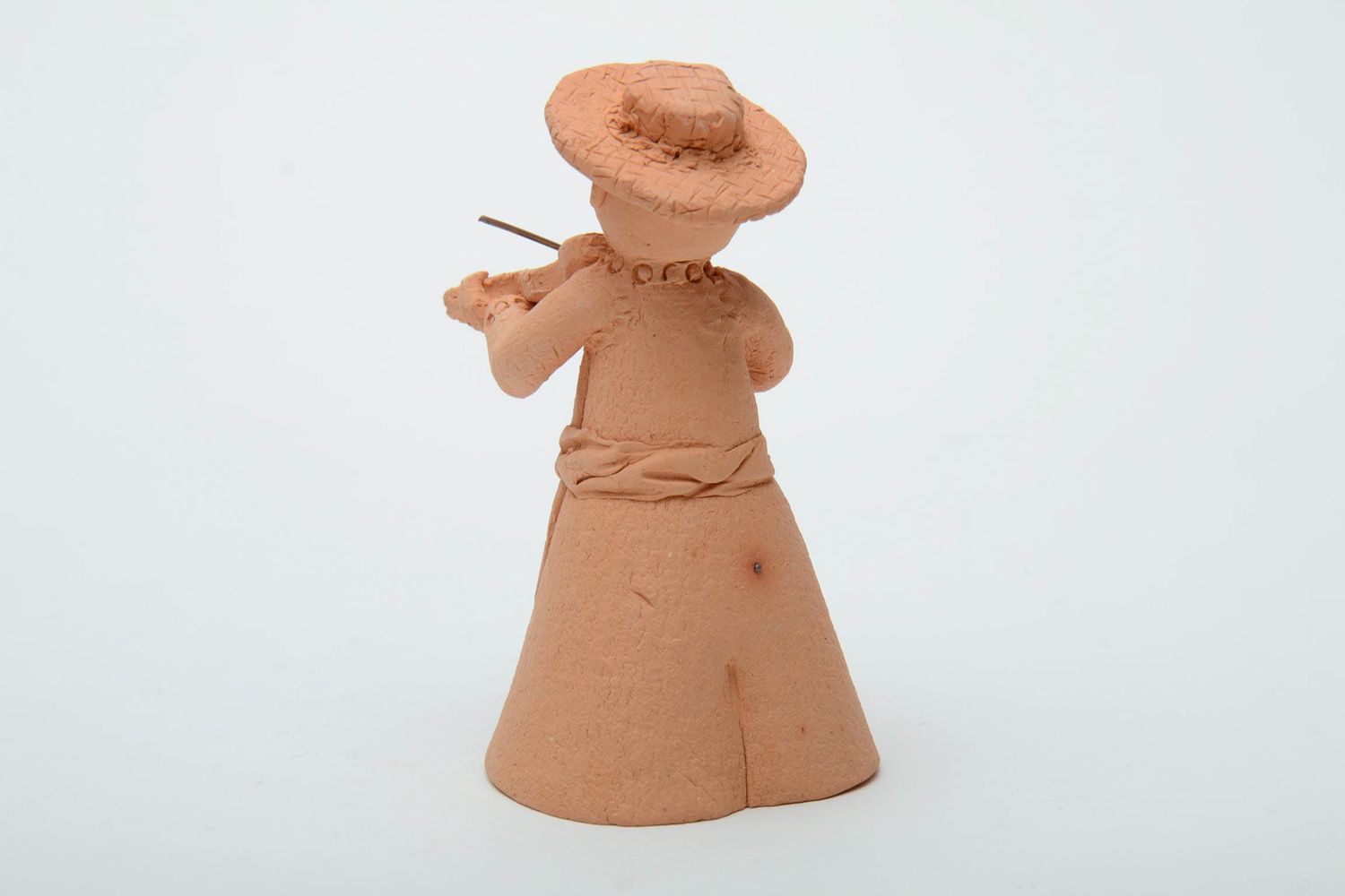 Statuetta musicista in argilla fatta a mano figurina decorativa in ceramica  foto 3