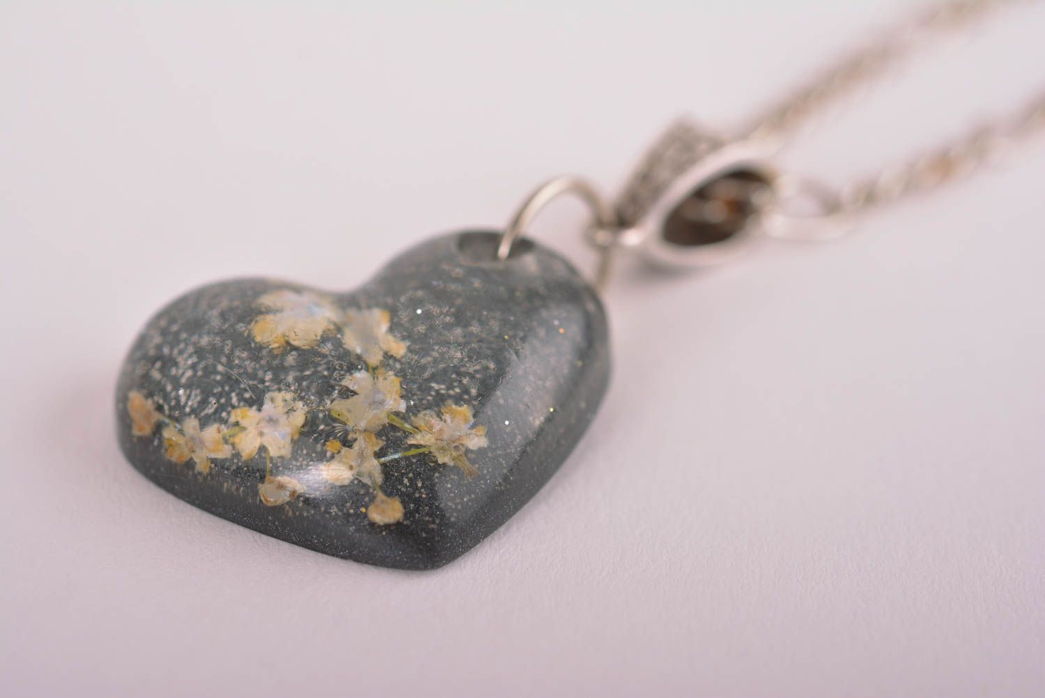 Handmade pendant unusual pendant with flowers designer accessory epoxy jewelry photo 4