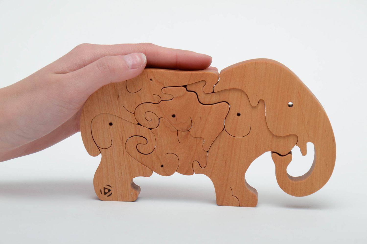 Casse-tête éducatif - puzzle en bois pour bébé et enfant - famille éléphant