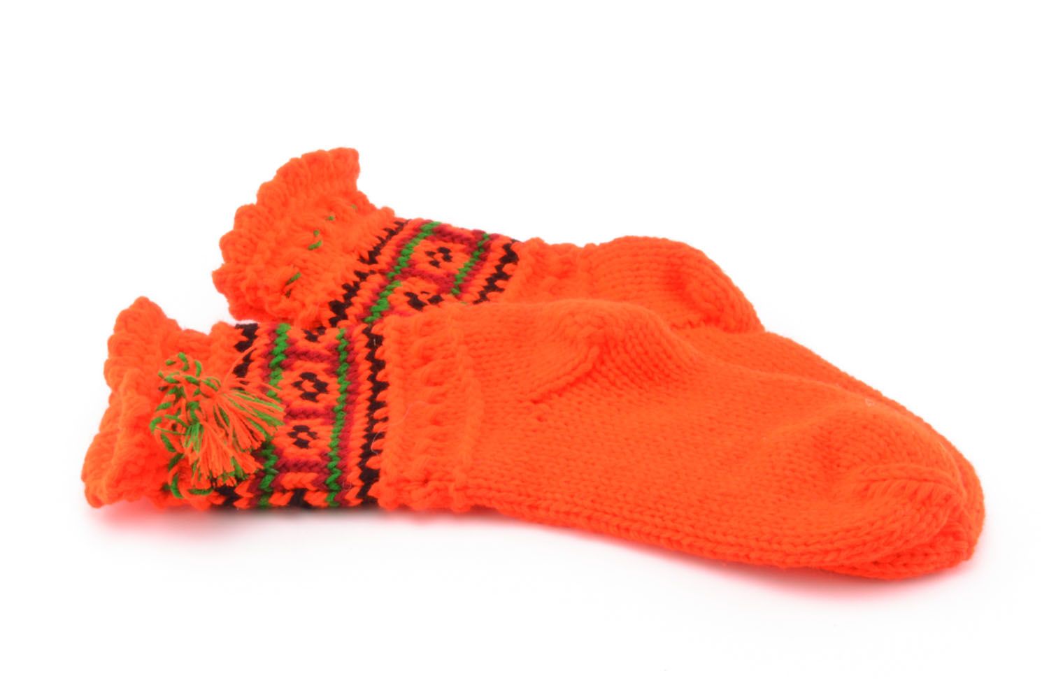 Вязаный носки из шерсти Оранжевые фото 4
