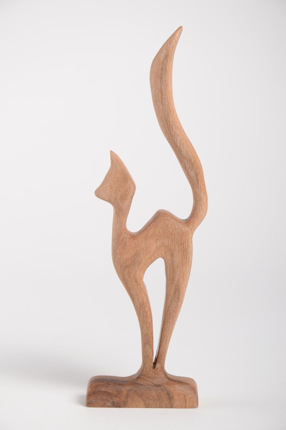 Handmade home decor wood sculpture cat figurine for decorative use only photo 2
