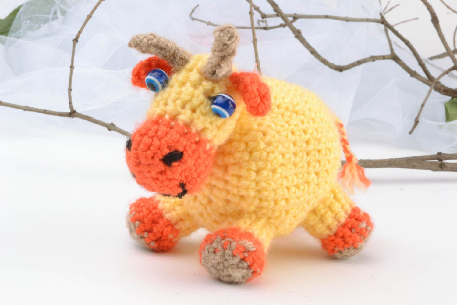 Handmade crocheted toy Cow photo 1