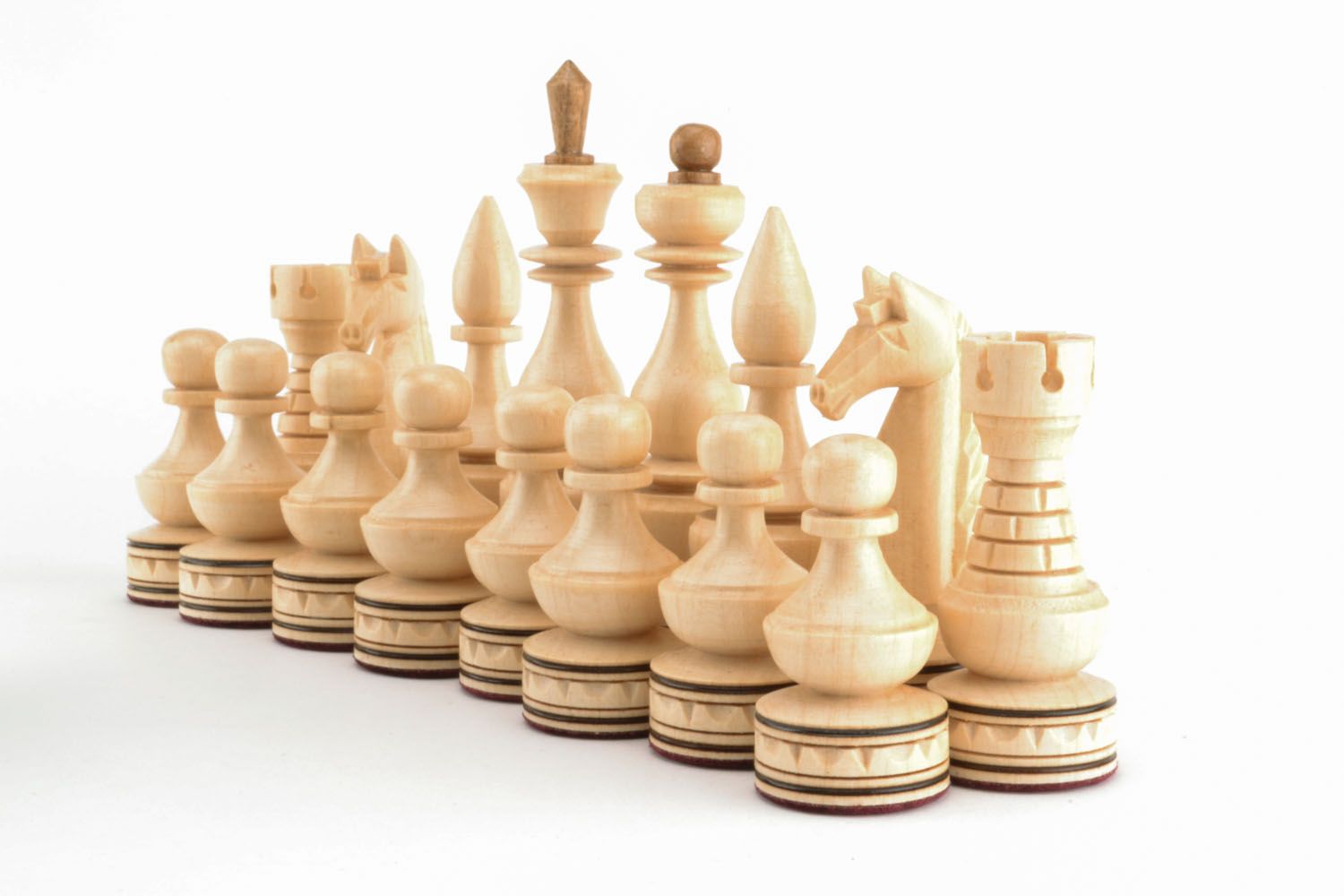 Wooden set of chess pieces photo 4