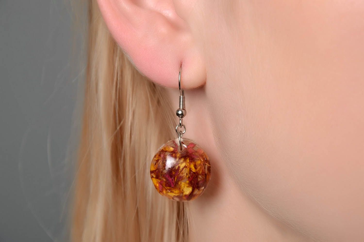Earrings with dry flowers photo 4
