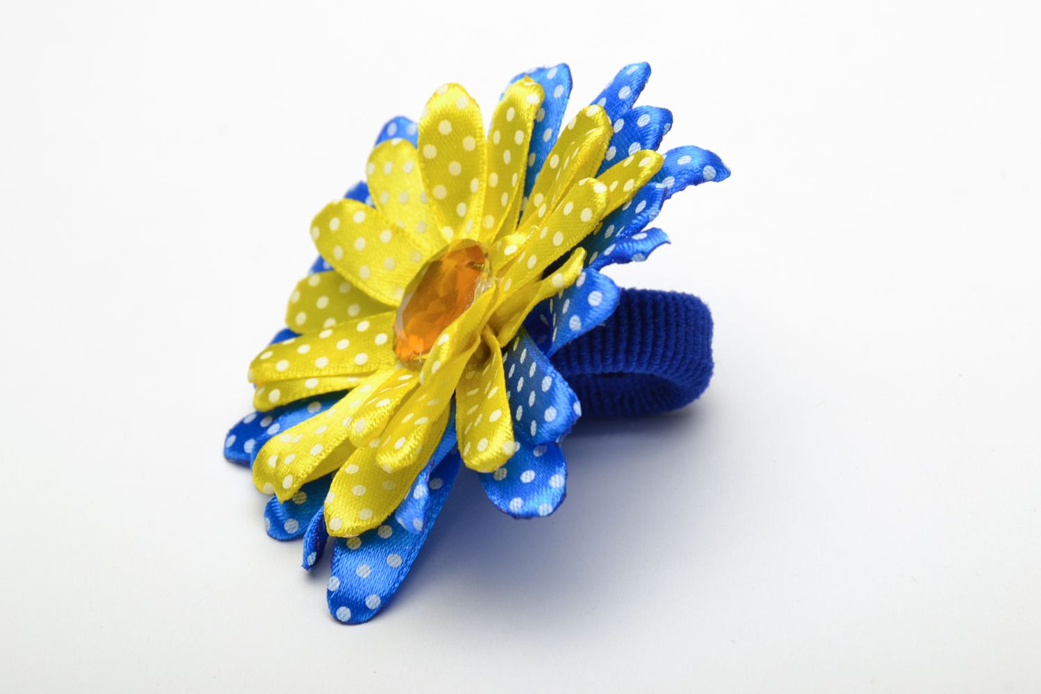Blume Haargummi für Mädchen blau gelb foto 3