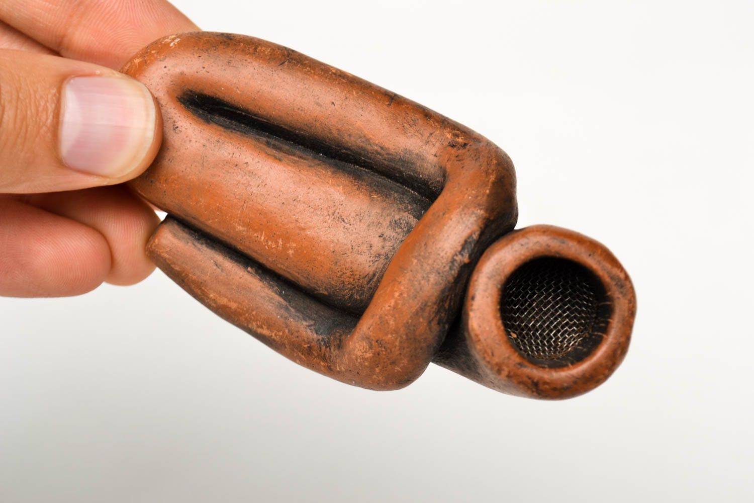 Pipa de barro artesanal de arcilla accesorio para fumador regalo para hombre foto 2
