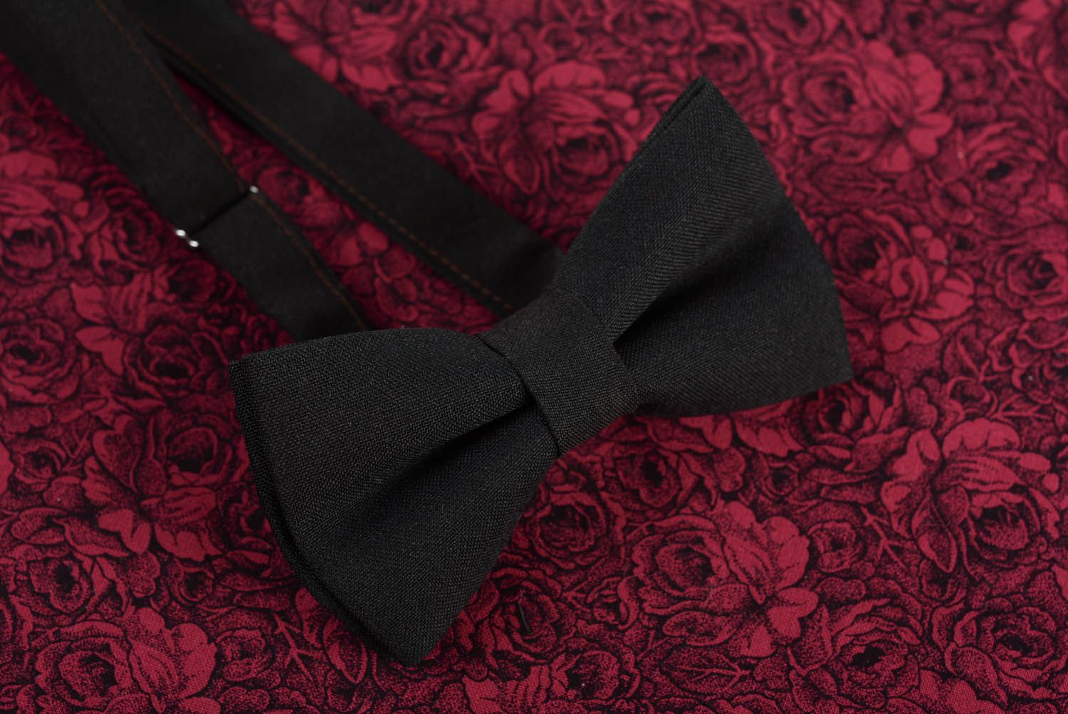 Black gabardine bow tie  photo 3